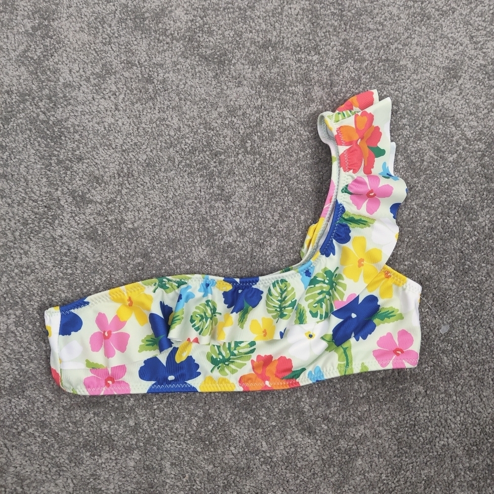 Zara Girl's One Shoulder Bikini Top Size 9 10 Years Floral Ruffle NEW Colorful